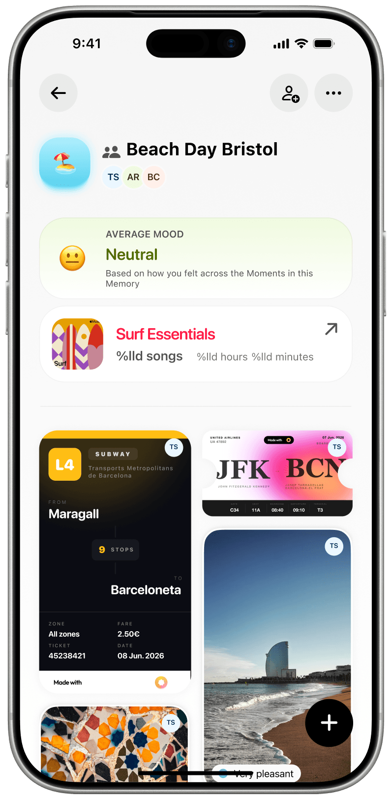 A Memory open on iPhone, showing its Moments