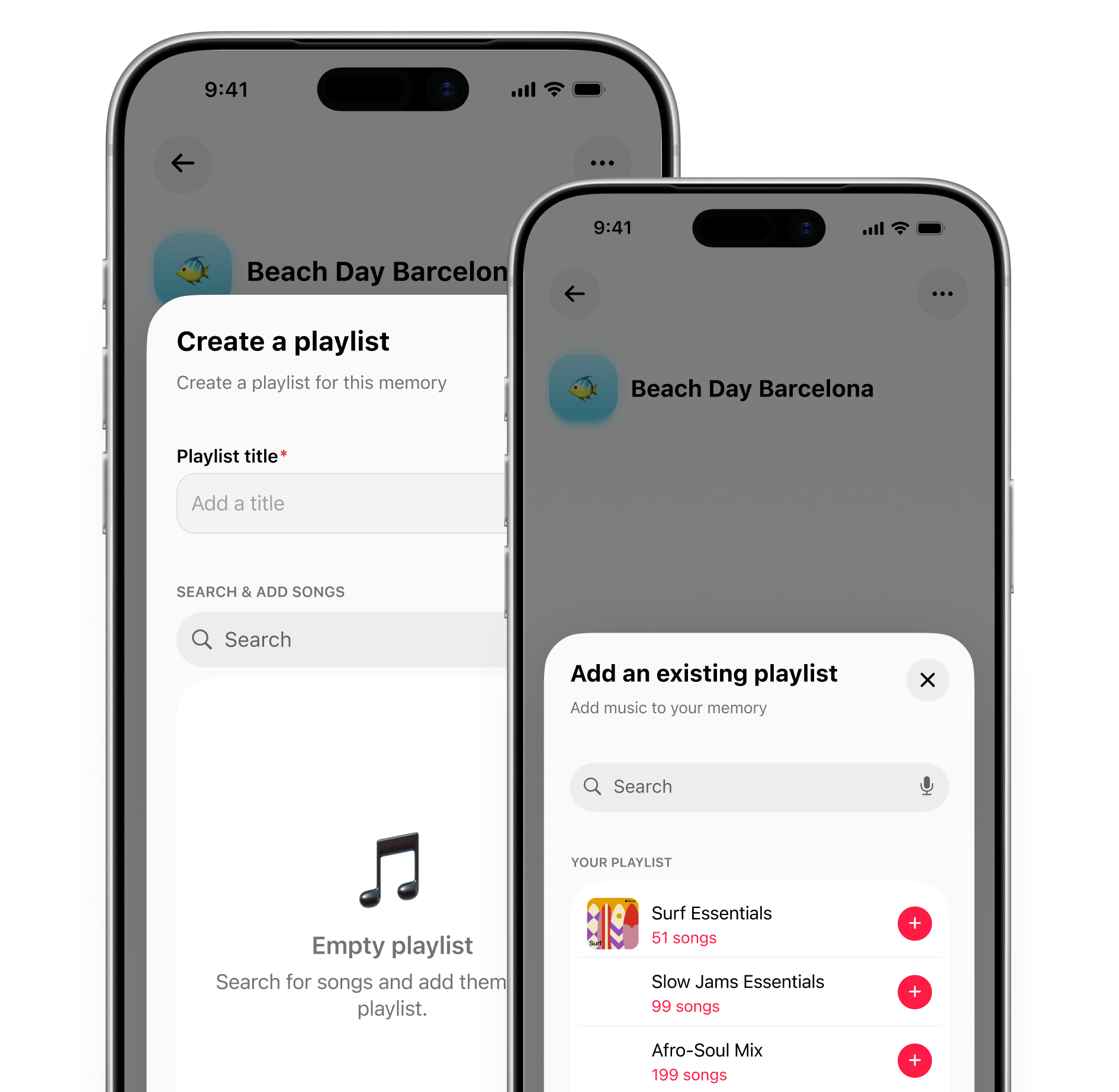 Lumoria pinned memory with Apple Music playlist on iPhone